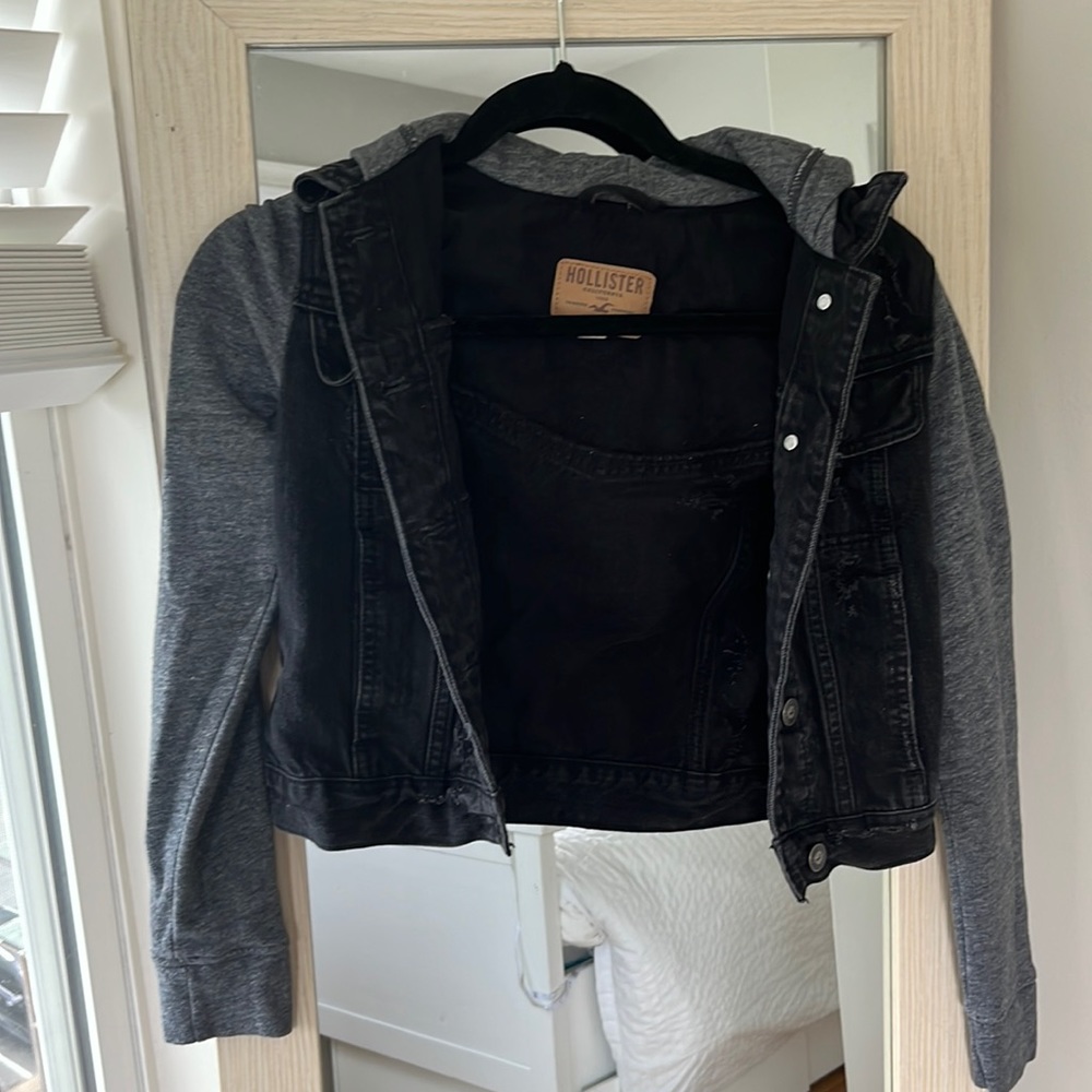 Distressed Crop Jacket Grey Black